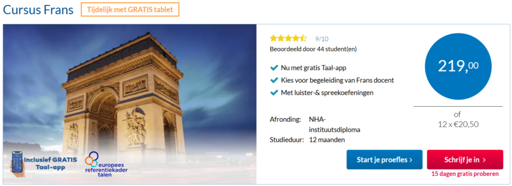 Cursus Frans als thuisstudie_ Frans leren online - NHA